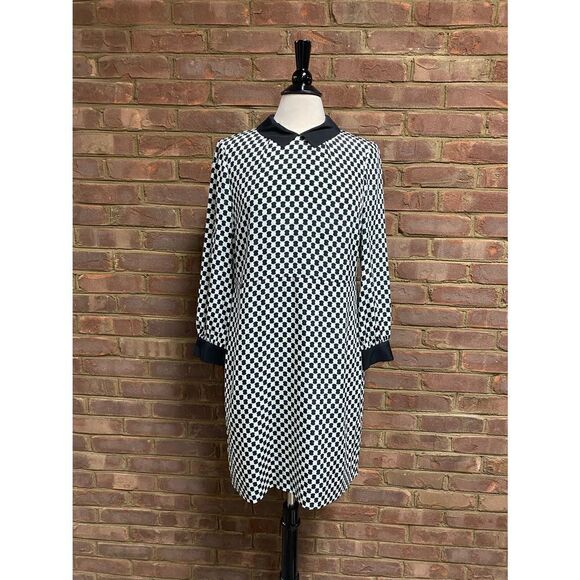 Kate Spade Black-white-Aqua Peter Pan Collar Dress Size 8 - Picture 3 of 7